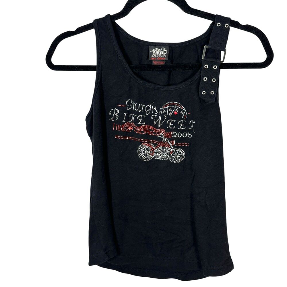 Biker Design Vintage 2005 Sturgis Bike Week Rhinestone Buckle Motorcycle Tank XL